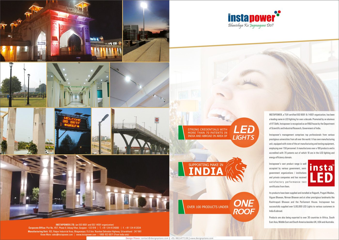 Instapower single-fold cover, marketing material by Design Pitara